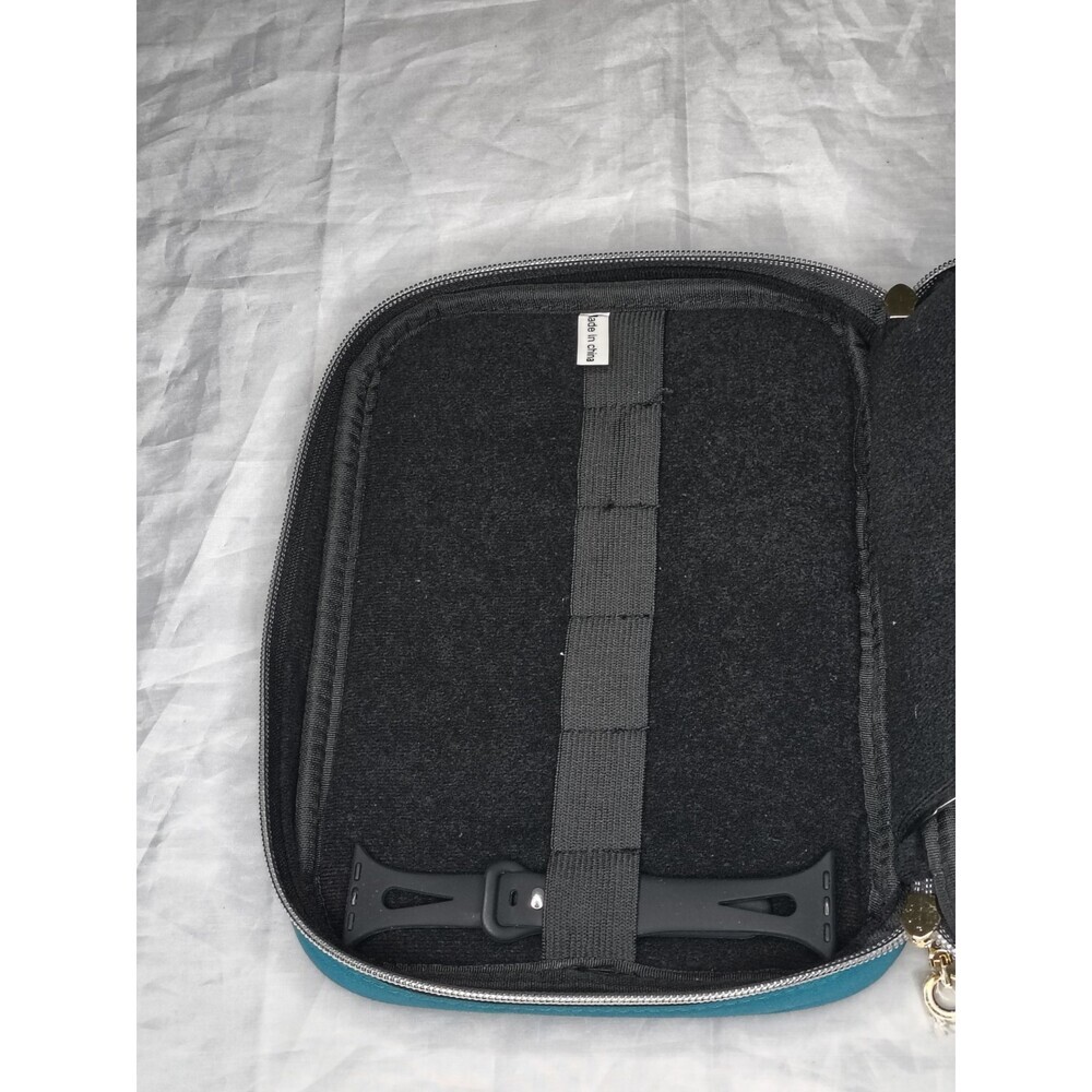 Teamoy Teal Quilted Basketweave Exterior Watch Band Storage Case - Picture 6 of 8